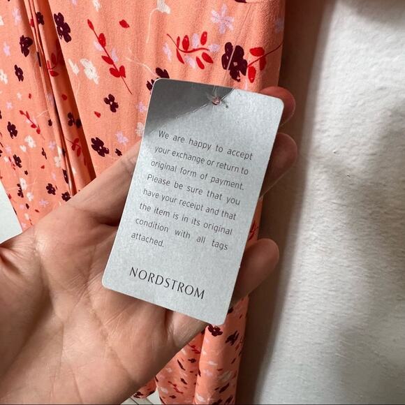 NSR PINK FLORA WHITEL PRINT MIDI WOMEN SHORT SLEEVE DRESS SIZE MEDIUM BRAND NEW - Picture 8 of 8